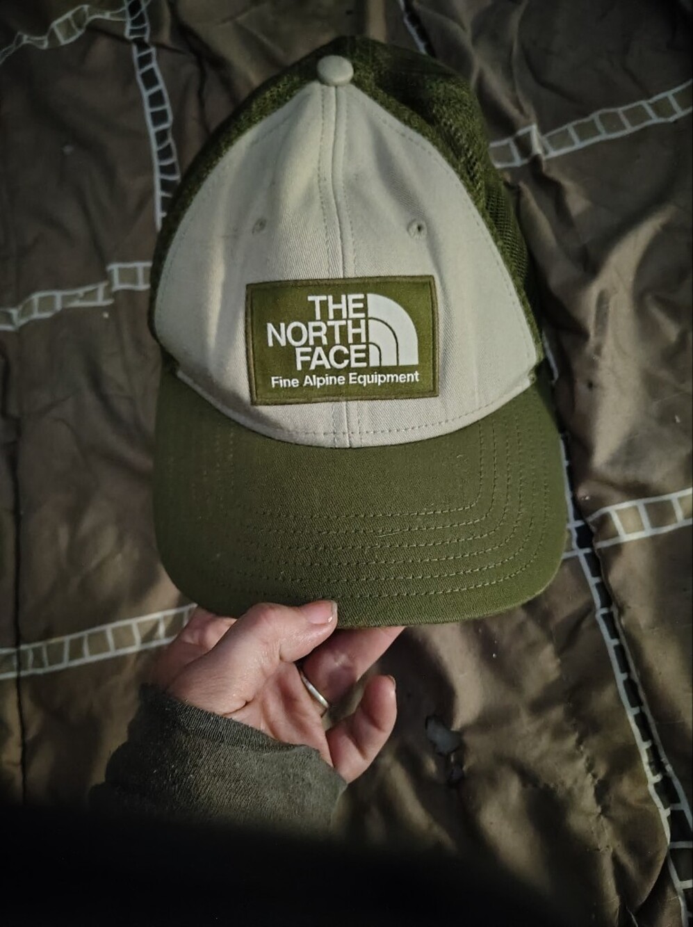 The North Face Olive & Cream Trucker Hat